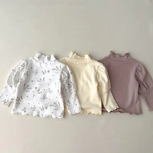 Load image into Gallery viewer, High Collar Long Sleeve Cotton T-shirt for Baby Girls - # BAAA1111010004