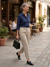 Load image into Gallery viewer, Linen Tailored Straight Cropped Pants LOGAN