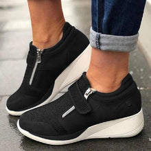 Load image into Gallery viewer, Breathable Woman Sneakers Zipper Platform Trainers Women Casual Lace-Up Fashion Rhinestone Upper Double-Sided Zippers Platform Trainers Outdoor Fitness Espadrilles Walking Shoes