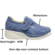 Load image into Gallery viewer, Breathable Woman Sneakers Zipper Platform Trainers Women Casual Lace-Up Fashion Rhinestone Upper Double-Sided Zippers Platform Trainers Outdoor Fitness Espadrilles Walking Shoes