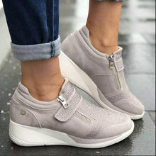 Load image into Gallery viewer, Breathable Woman Sneakers Zipper Platform Trainers Women Casual Lace-Up Fashion Rhinestone Upper Double-Sided Zippers Platform Trainers Outdoor Fitness Espadrilles Walking Shoes
