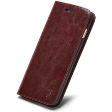 Load image into Gallery viewer, Brown Genuine Leather Flip Case For iPhone Luxury Wallet Card Cover For iPhone 14 13 Leather iPhone Case Kickstand Card Holder Flip Leather Wallet Phone Case