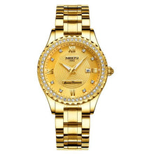 Load image into Gallery viewer, Business Black Couple Watches Top Luxury Mens Watches Auto Date Quartz Wristwatch Gold Watch Men Diamond Stainless Steel Waterproof Luminous Business Casual Luxury Watch For Men