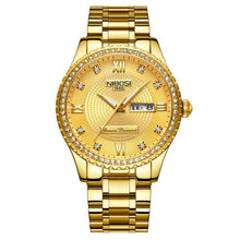 Load image into Gallery viewer, Business Black Couple Watches Top Luxury Mens Watches Auto Date Quartz Wristwatch Gold Watch Men Diamond Stainless Steel Waterproof Luminous Business Casual Luxury Watch For Men