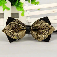 Load image into Gallery viewer, Business Black Golden Butterfly Men Bowtie Luxury Double Layer Pointed Classic Bow Tie Lovely Men Gift For Office And Meetings