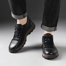 Load image into Gallery viewer, Business Black Leather Mens Casual Shoes Spring Lace-up Platform Travel Shoes Wear-Resistant Shoes Elegant Style Men's Shoes Flat Round Toe Fashion Dress Shoes For Men