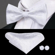 Load image into Gallery viewer, Business Red Color Butterfly Bow Tie Pocket Square Cufflinks Suit Set For Men Adjustable Self Bowtie Formal Bowtie Set Solid Color Necktie Silk Bow Tie Pocket Square Cuff Links