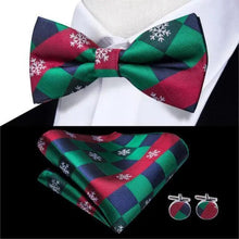 Load image into Gallery viewer, Business Red Color Butterfly Bow Tie Pocket Square Cufflinks Suit Set For Men Adjustable Self Bowtie Formal Bowtie Set Solid Color Necktie Silk Bow Tie Pocket Square Cuff Links