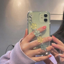 Load image into Gallery viewer, Butterfly Chain Flower Bracelet Chain Phone Case For iPhone 13 12 11 Pro XS Max X XR 7 8 Plus Cute Transparent Back Cover Phone Case For iphone 14Pro 12Mini 13 Pro 6 7 8 plus X XR XS Max SE Soft Fashion Bracelet Clear Protective Cover