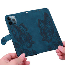 Load image into Gallery viewer, Butterfly Leather Flip Cover For iPhone 14 X XS XR 13 12 11 Pro Max 12 MINI Phone Wallet Case PU Leather Wallet Case Butterfly Flower Pattern Design Magnetic Flip Case Shockproof Protective Cover
