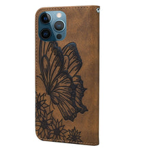 Load image into Gallery viewer, Butterfly Leather Flip Cover For iPhone 14 X XS XR 13 12 11 Pro Max 12 MINI Phone Wallet Case PU Leather Wallet Case Butterfly Flower Pattern Design Magnetic Flip Case Shockproof Protective Cover
