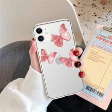 Load image into Gallery viewer, Butterfly Soft Clear Protection Case For iPhone Soft Cover For iPhone 11 12 13 14 Pro Max Mini Crystal Clear Cute Shockproof Slim Fit Bumper Protective Cover Colorful Butterfly Design Case For Girls