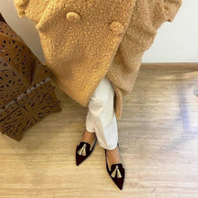 Load image into Gallery viewer, Women's Suede Pointed Toe Tassel Flats – Shallow Mouth Low Heel Casual Shoes
