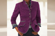 Load image into Gallery viewer, Women’s Color-Block Woolen Jacket – Multi-Button Casual Elegant Coat