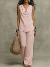 Load image into Gallery viewer, Women's Slash-Neck Sleeveless Tank Top & Casual Pants Set