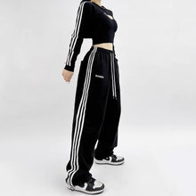 Load image into Gallery viewer, Embroidered Patchwork Wide-Leg Athletic Sweatpants | 4 Colors