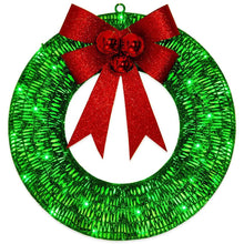 Load image into Gallery viewer, Mandotos Christmas Wreath 50cm Luminous LED Metal Garland Bowknot Front Door Hanging