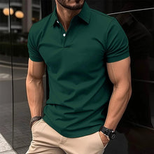 Load image into Gallery viewer, Summer Short Sleeve Polo Shirt Men Solid Color Button Lapel Button Top