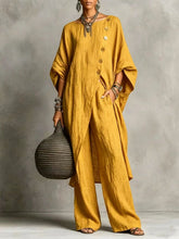 Load image into Gallery viewer, Women's Drop Shoulder Three-Quarter Sleeve Irregular Shirt & Pants Set