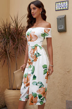 Load image into Gallery viewer, Charming Printed Off-Shoulder Midi Dress with Slit Classy & Feminine Look