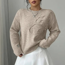 Load image into Gallery viewer, Women's Elegant Floral Sweater - Crew Neck Long Sleeve Casual Pullover
