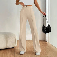 Load image into Gallery viewer, Women's High-Waisted Straight Flare Pants with Stitching Detail