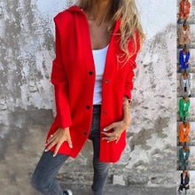 Load image into Gallery viewer, MANDOTOS Hooded Cardigan Single-Breasted Loose Red Jacket