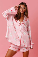 Load image into Gallery viewer, Women’s Satin Santa Claus Pajama Set | Christmas Print Two-Piece Loungewear