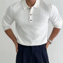 Load image into Gallery viewer, Men's Polo Shirt - Lapel Button Long Sleeve Slim Fit