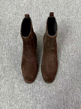 Load image into Gallery viewer, Women’s Retro Square-Toe Mid-Heel Chunky Leather Boots