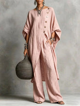 Load image into Gallery viewer, Women's Drop Shoulder Three-Quarter Sleeve Irregular Shirt & Pants Set
