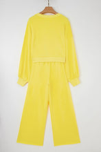 Load image into Gallery viewer, Solid Puff Sleeve Top and Drawstring Pants Set
