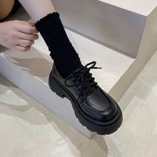 Load image into Gallery viewer, Women’s British Style Chunky Sole Leather Shoes – Trendy Loafers with Elevated Heel