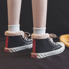 Load image into Gallery viewer, Women’s Warm Black Winter Thick Flat High-Top Velvet Canvas Shoes