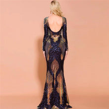Load image into Gallery viewer, Long Sleeve Backless Sequin Dresses Female Maxi Multi Dress