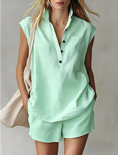 Load image into Gallery viewer, Women's Casual Sleeveless Cardigan Top & Shorts Set