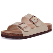Load image into Gallery viewer, Women's Cork Footbed Slide Sandal, Comfortable Summer Beach Sandals with Adjustable Buckle 7.5 Stone - # GIAA73510007