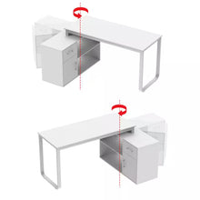 Load image into Gallery viewer, 55.1" W : L-Shaped White Finish 1-Drawer Wooden Commercial Writing Desk with Open Shelves and Eco-Friendly Paint Finish