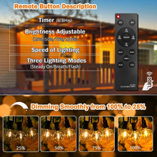 Load image into Gallery viewer, 🌞 25ft Solar-Powered Outdoor String Lights with Remote – Warm LED Ambiance for Patio, Garden, Backyard & Events | Eco-Friendly & Weatherproof
