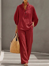 Load image into Gallery viewer, Women’s Casual Shirt and Full-Length Pants Set