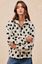 Load image into Gallery viewer, BiBi Polka Dot Sherpa Half Zip Up Top with Side Pocket