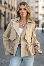 Load image into Gallery viewer, Women's Drawstring Waist Figure-Flattering Casual Coat – Khaki
