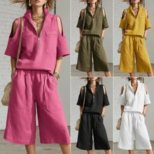 Load image into Gallery viewer, Short-Sleeve Shirt & Loose Shorts Two-Piece Set | Casual
