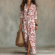 Load image into Gallery viewer, Digital Print Lapel Midi Shirt Dress – 5 Colors, S–3XL