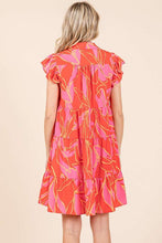 Load image into Gallery viewer, Leaf Print Ruffle Sleeve Tiered Mini Dress For Summer – Fluttering, Playful and Feminine Dress with Layered Details