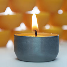 Load image into Gallery viewer, Serenibee 100% Pure Montana Beeswax Tealight Candles – Handmade, Unscented, Eco-Friendly with Reusable Steel Cup & Cotton Gift Bag (Set of 1 or More)