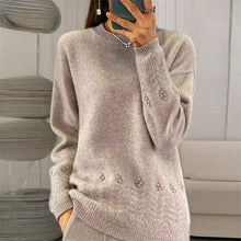 Load image into Gallery viewer, Women's Solid Color 3D Floral Embroidered Sweater