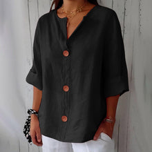 Load image into Gallery viewer, Women's V-Neck Buttoned Blouse