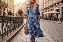 Load image into Gallery viewer, Women's Retro Chic 3D Print V-Neck Long-Sleeve A-Line Dress