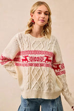 Load image into Gallery viewer, BiBi Christmas Theme Patterned Cable Knit Sweater